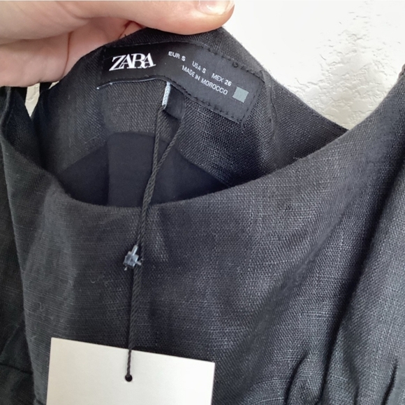 Zara Black Sleeveless Scoop Neck Midi Linen Sundress With Slit - Picture 5 of 7